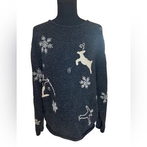 Woolrich Black and White Crew Neck Sweater